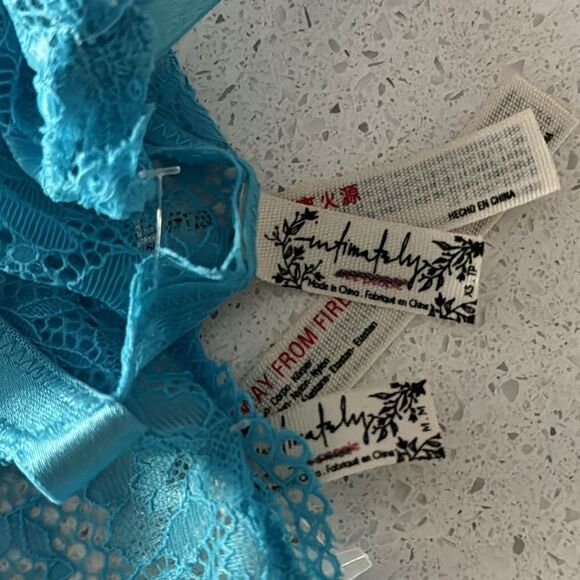 NWOT Free People Bright Eyes Bralette Blue Lace Sheer Flirty Romantic Adjustable - Picture 14 of 16